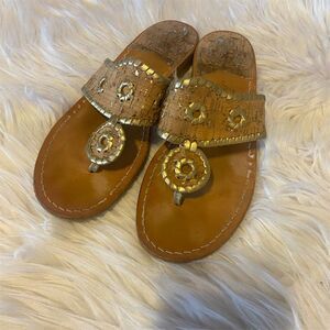 Jack Rogers Women's Gold Cork Thong Sandals Size 8M Casual Summer